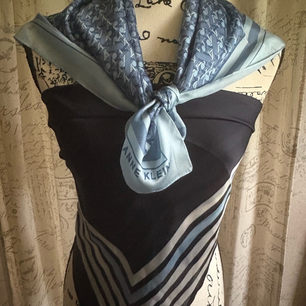 Anne Klein Elegant Blue Patterned Scarf - Set of 2